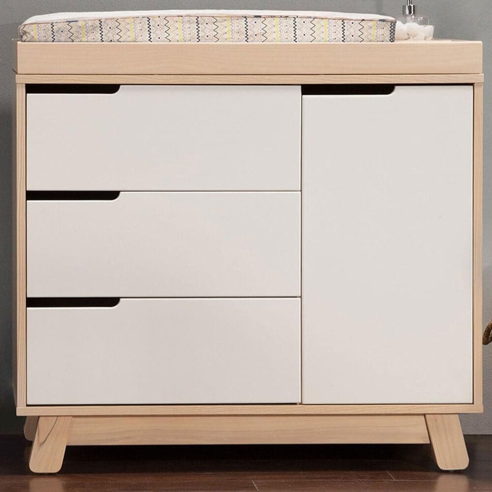 Babyletto Hudson 3 Drawer Changer Dresser in Washed Natural and White, , large