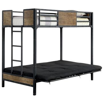 Furniture of America Clapton Twin over Futon Bunk Bed in Black and Brown, , large