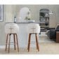 LumiSource Dahlia Swivel Bar Stool with Cream Fabric Upholstery in Walnut and Chrome (Set of 2), , large