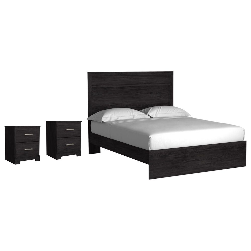 Ashley Belachime Queen Panel Bed with Two Nightstands in Dark Charcoal, , large