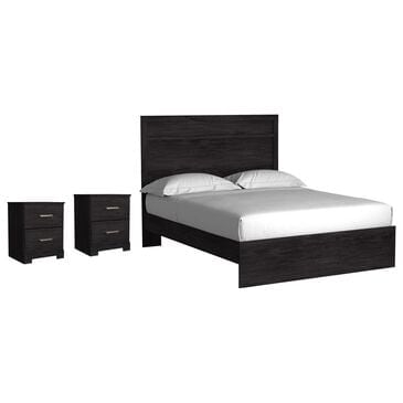 Ashley Belachime Queen Panel Bed with 2 Nightstands in Dark Charcoal, , large