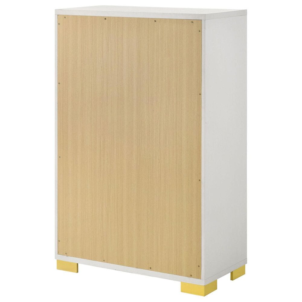 Pacific Landing Marceline 5-Drawer Chest in White and Gold, , large