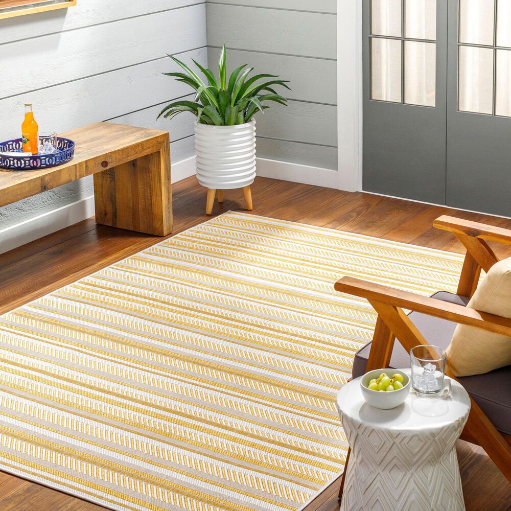 Surya Eagean EAG-2424 Mustard and Ivory 7&#39;10&quot; x 10&#39;2&quot; Indoor/Outdoor Area Rug, , large
