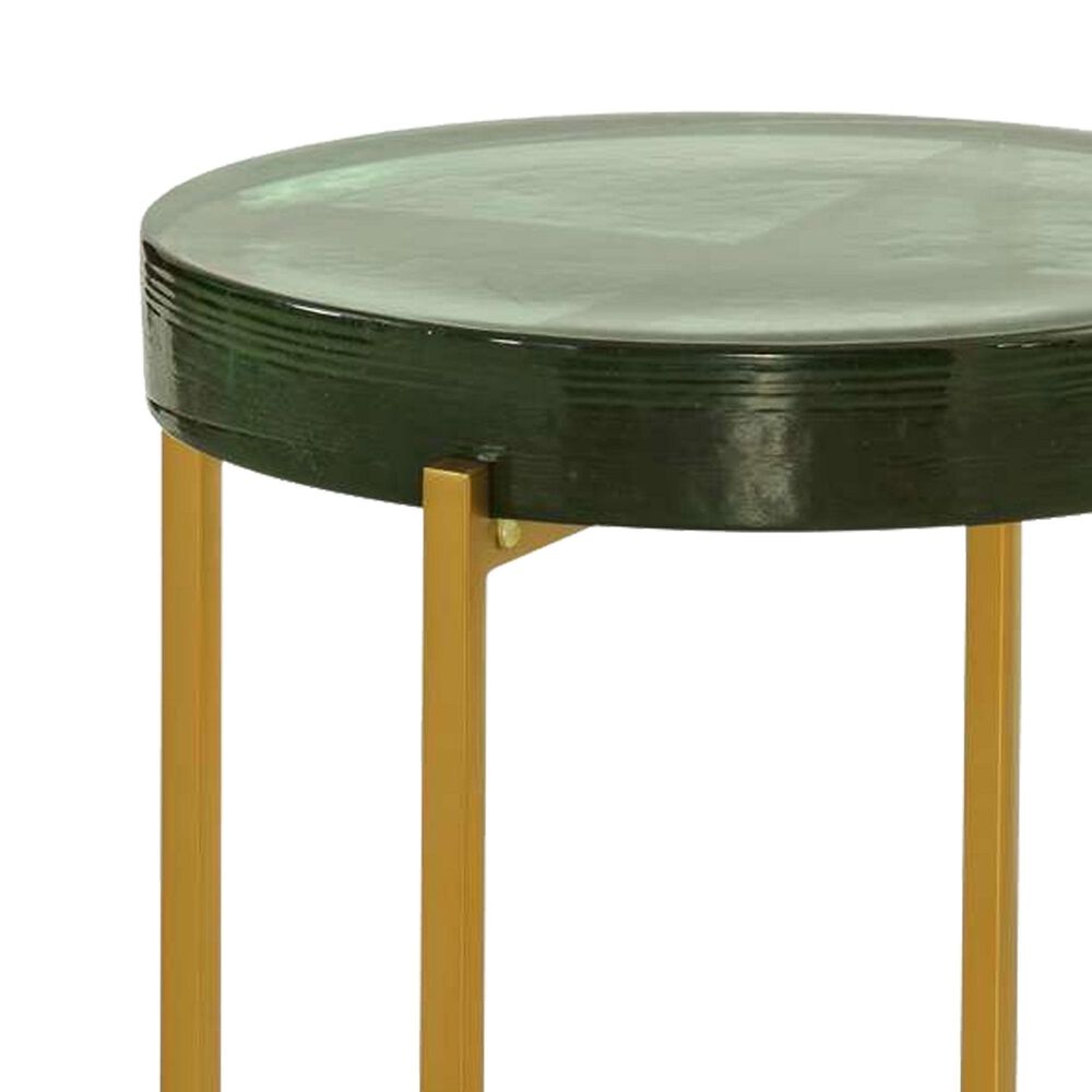 Bassett Mirror Company Marilee Accent Table in Rich Green and Sleek Brushed Gold, , large