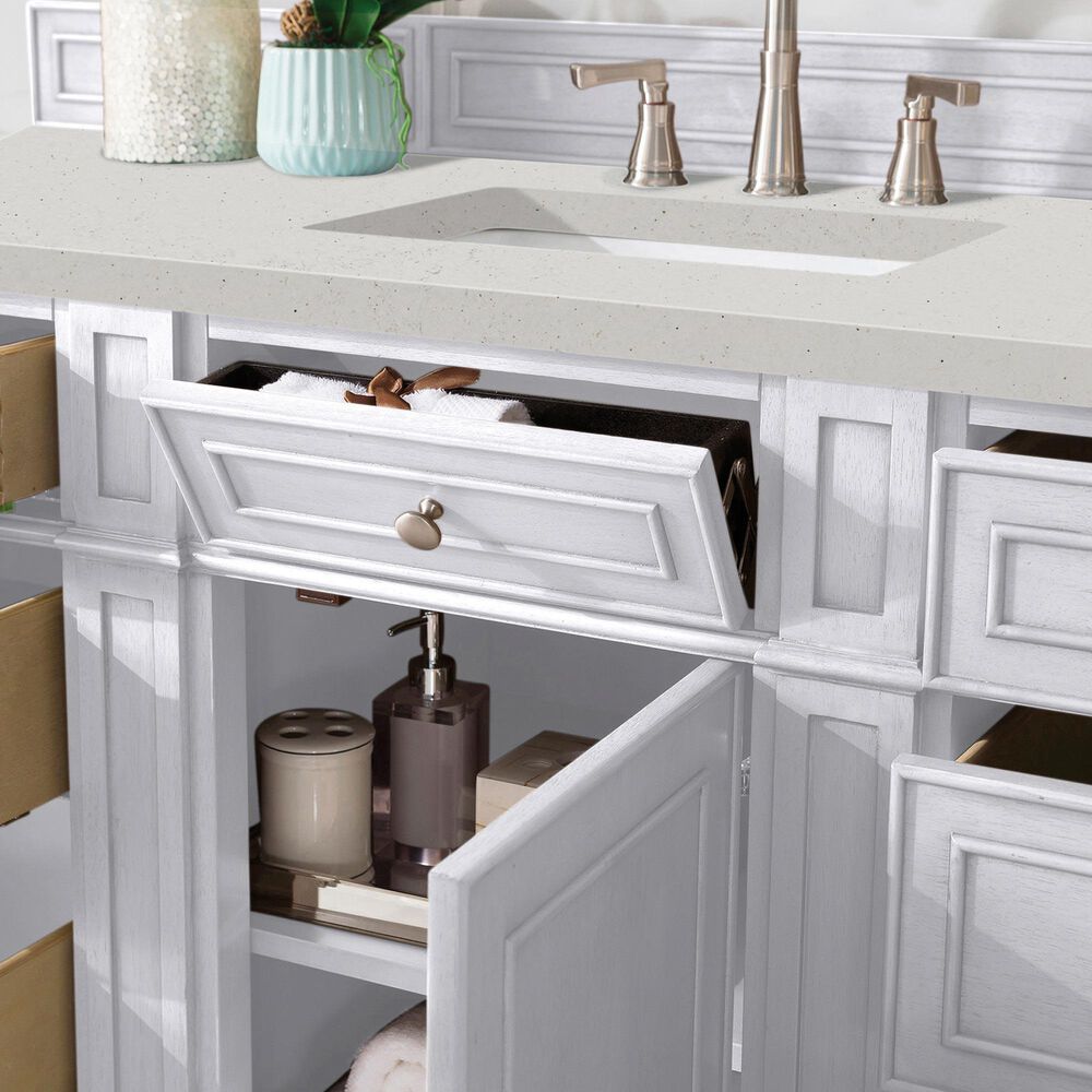 James Martin Vanities Bristol 60" Single Bathroom Vanity in Bright White with 3 cm Lime Delight Quartz Top and Rectangular Sink, , large