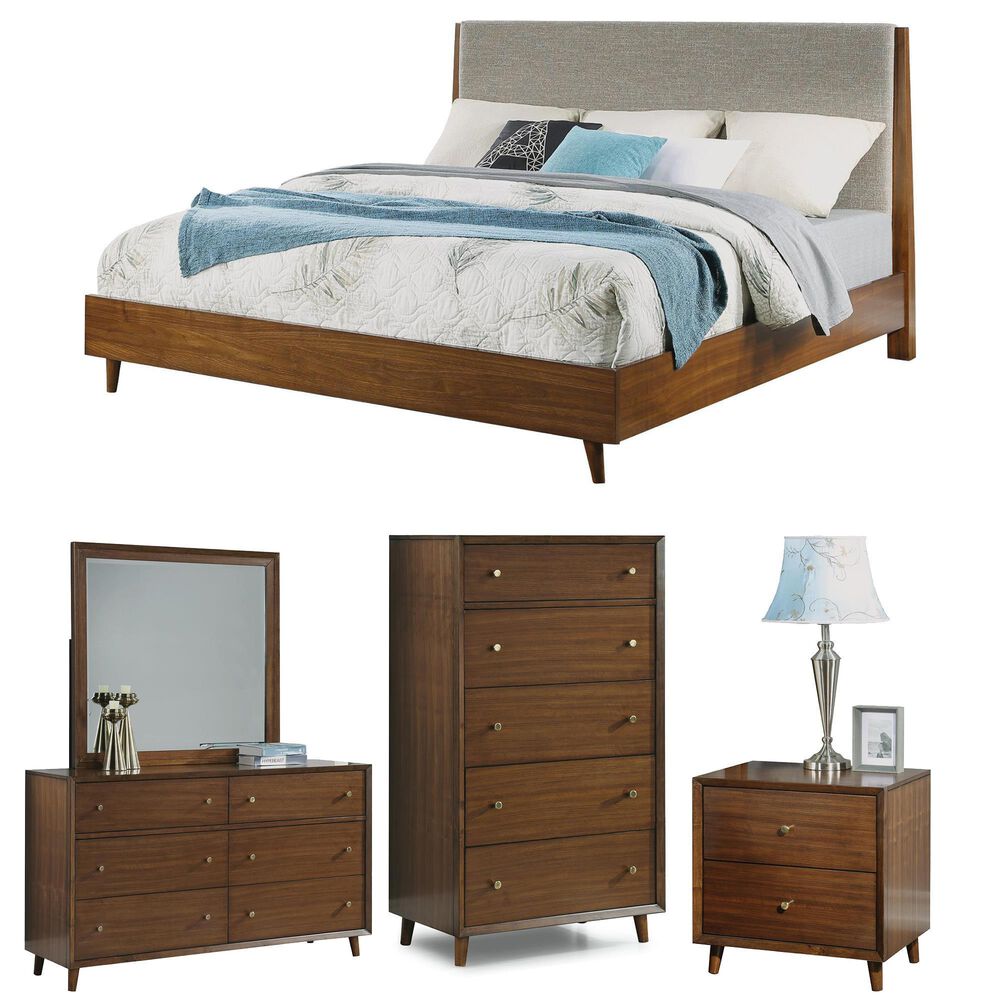 Flexsteel Ludwig 5-Piece Queen Bedroom Set in Walnut, , large