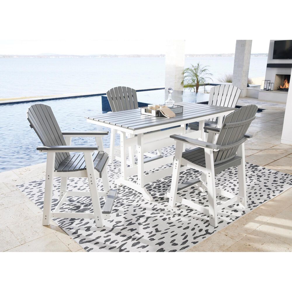 Ashley Transville Patio Counter Table in White and Gray, , large