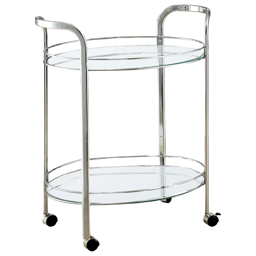 Furniture of America Mcgrath Serving Cart in Chrome, , large