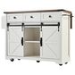 HOMLUX 54" Kitchen Island with Sliding Barn Door in White, , large