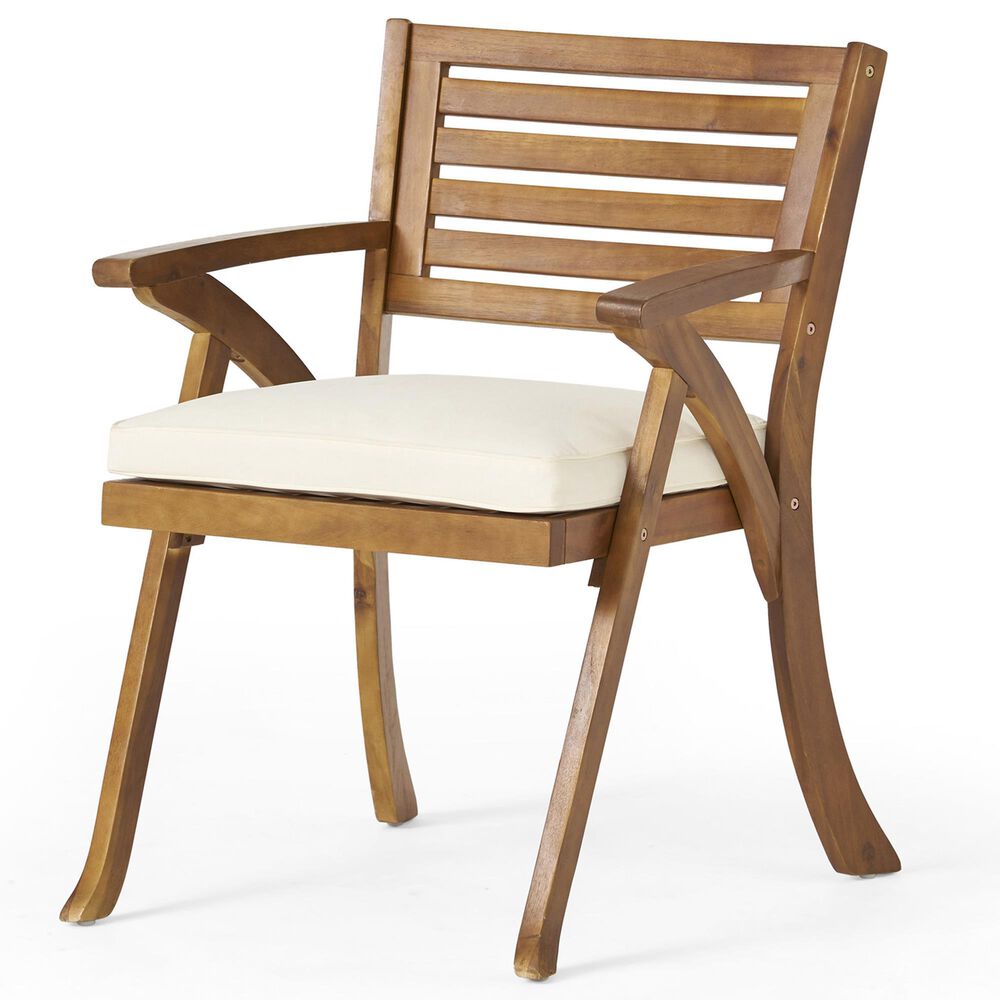 Hearth and Haven Hermosa 7-Piece Outdoor Dining Set with Cream Cushion in Teak, , large