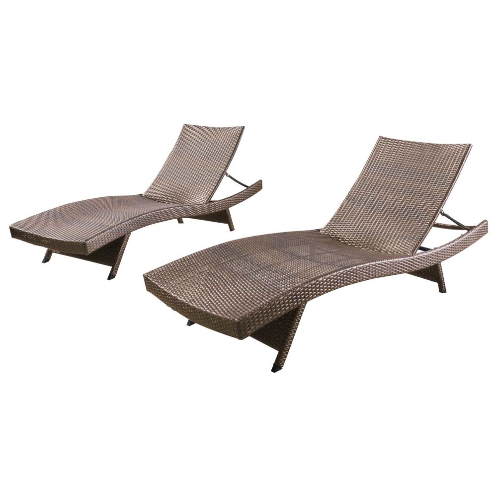 Noble House Salem Patio Chaise Lounge in Mixed Mocha &#40;Set of 2&#41;, , large