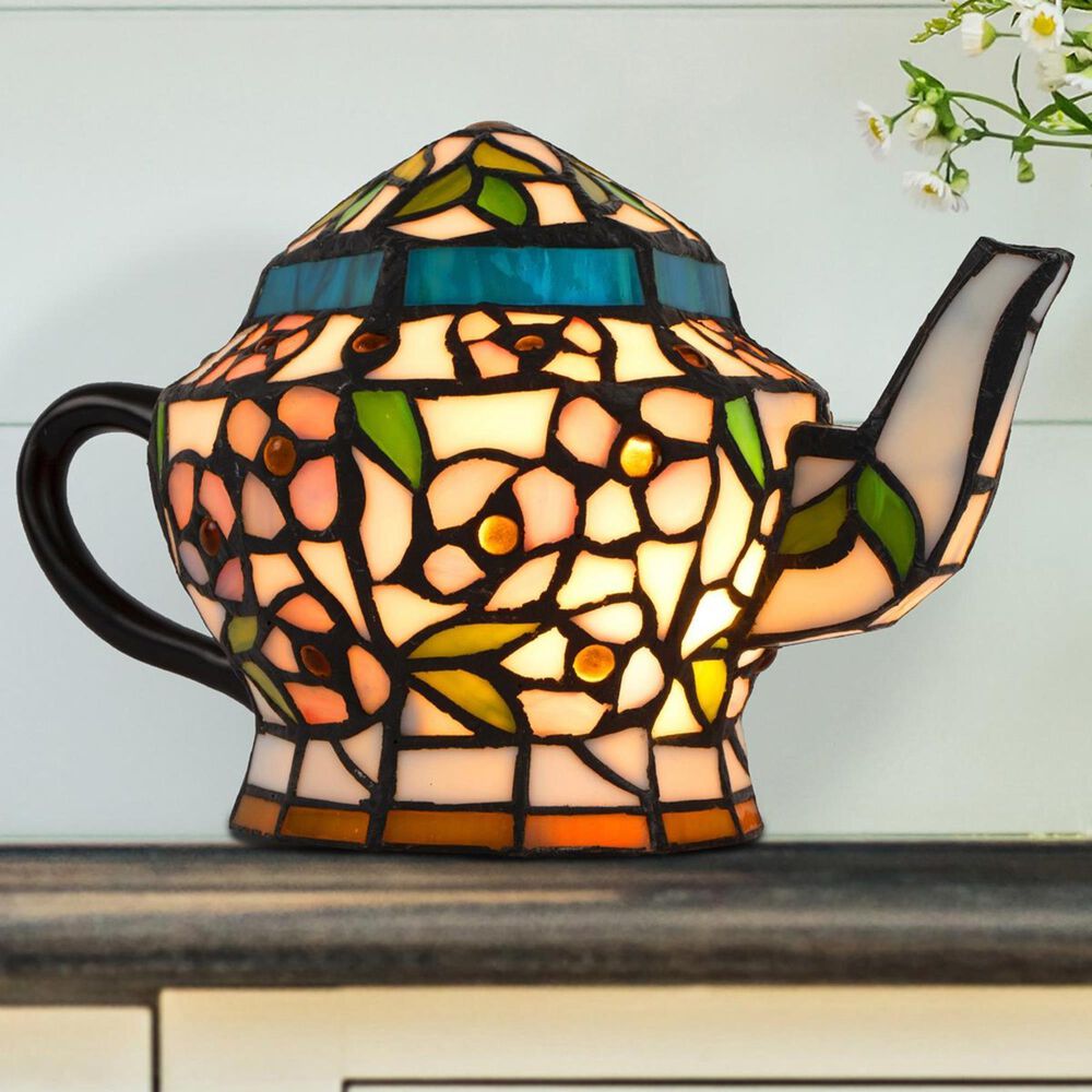 Timberlake Lavish Home Tiffany Teapot Table Lamp in Stained Glass, , large