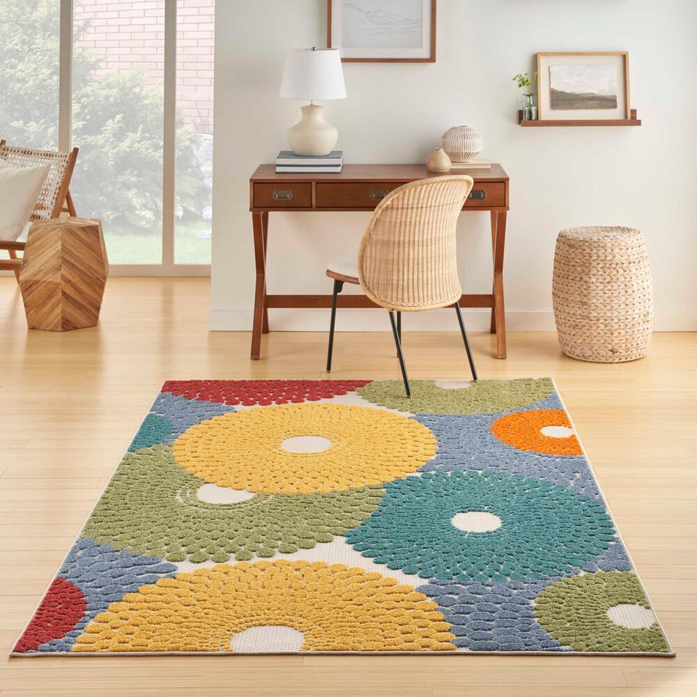 Nourison Aloha Geometric 3&#39;6&quot; x 5&#39;6&quot; Multicolor Indoor/Outdoor Area Rug, , large