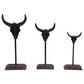 Maple and Jade Bull Skull Sculpture in Matte Gray (Set of 3), , large