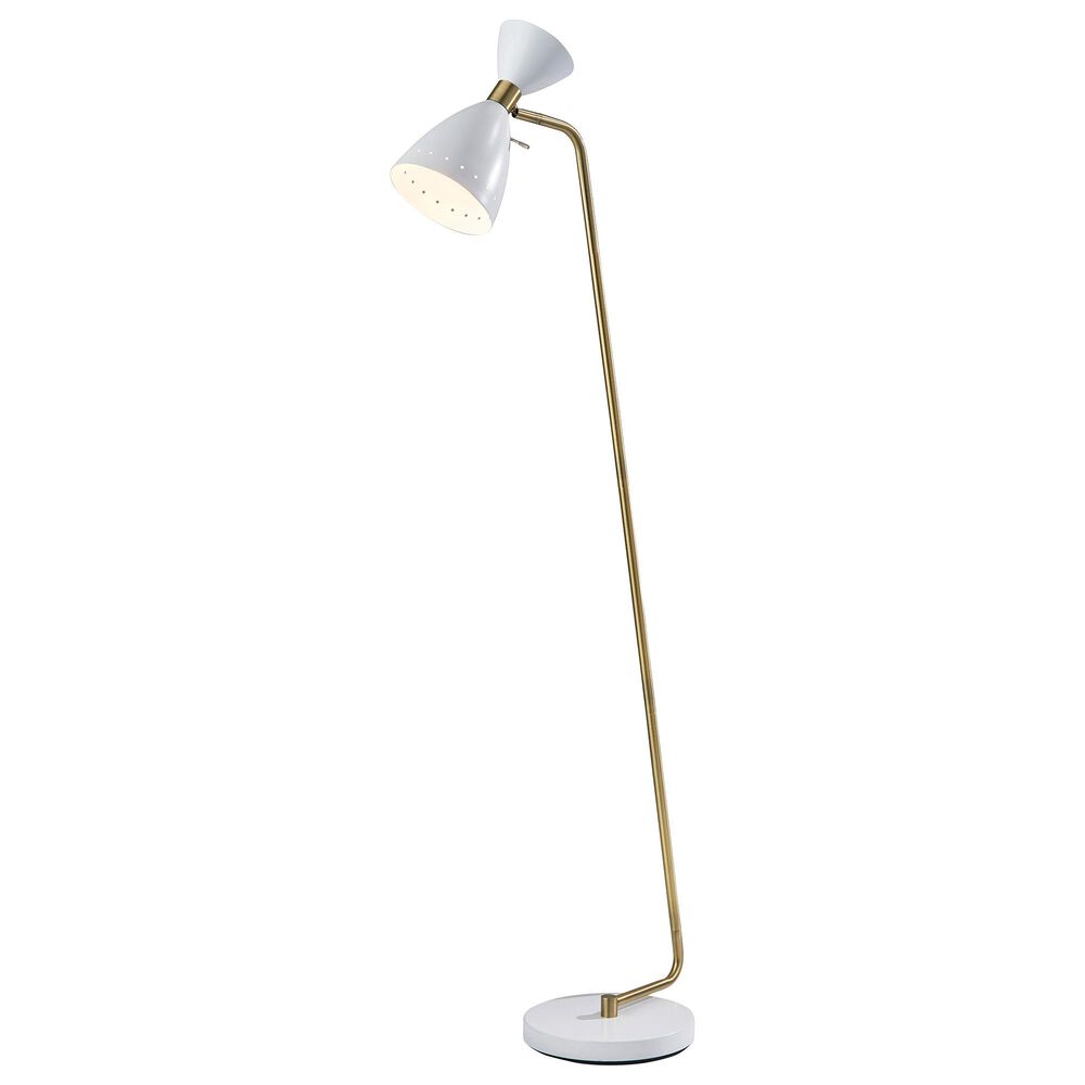 Adesso Oscar Floor Lamp in White and Antique Brass, , large
