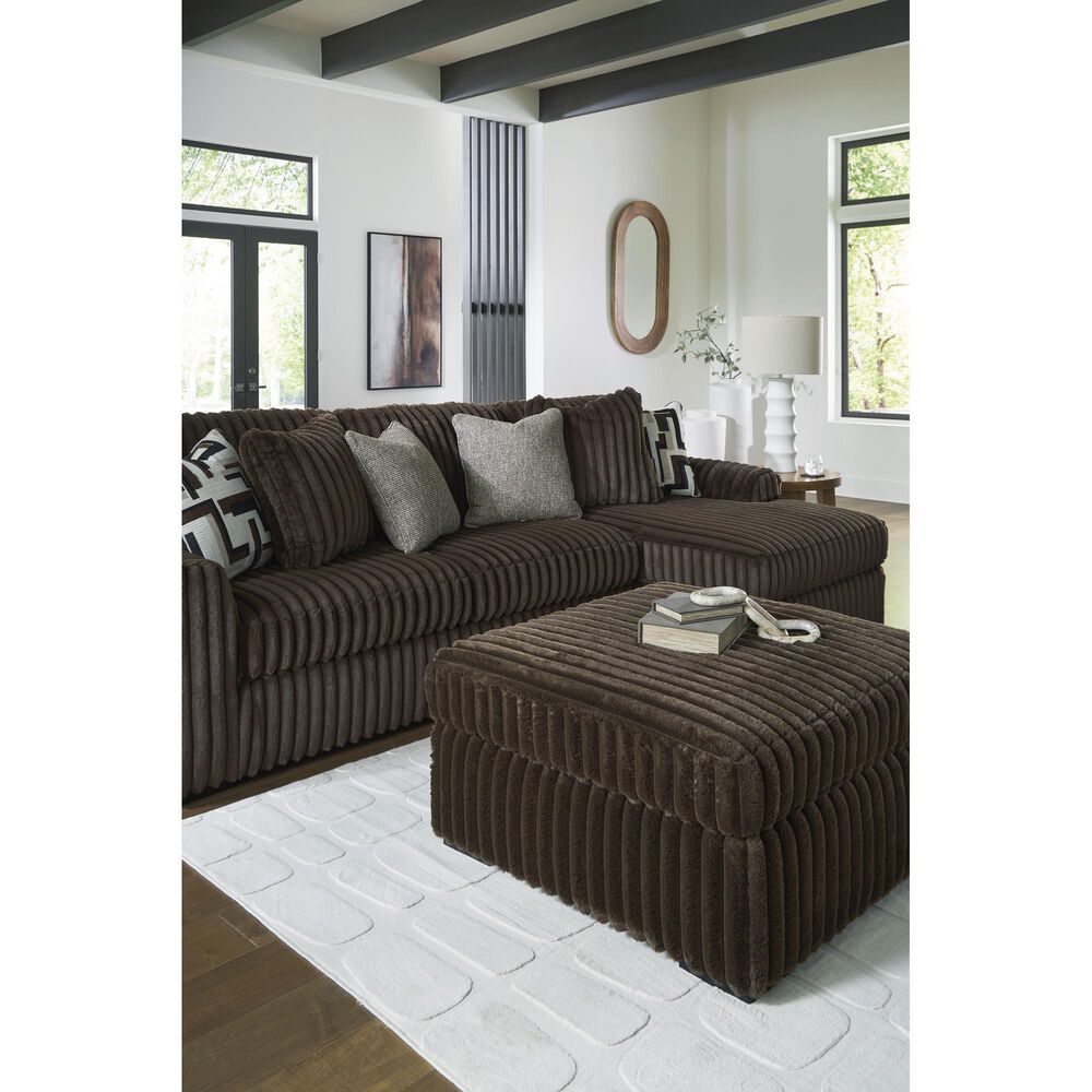 Ashley Midnight-Madness Oversized Accent Ottoman in Chocolate, , large