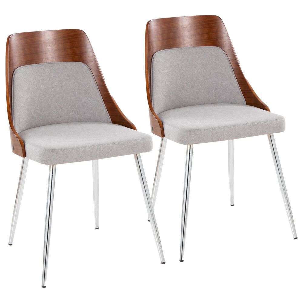 Lumisource Anabelle Side Chair with Grey Cushion in Chrome and Walnut (Set of 2), , large
