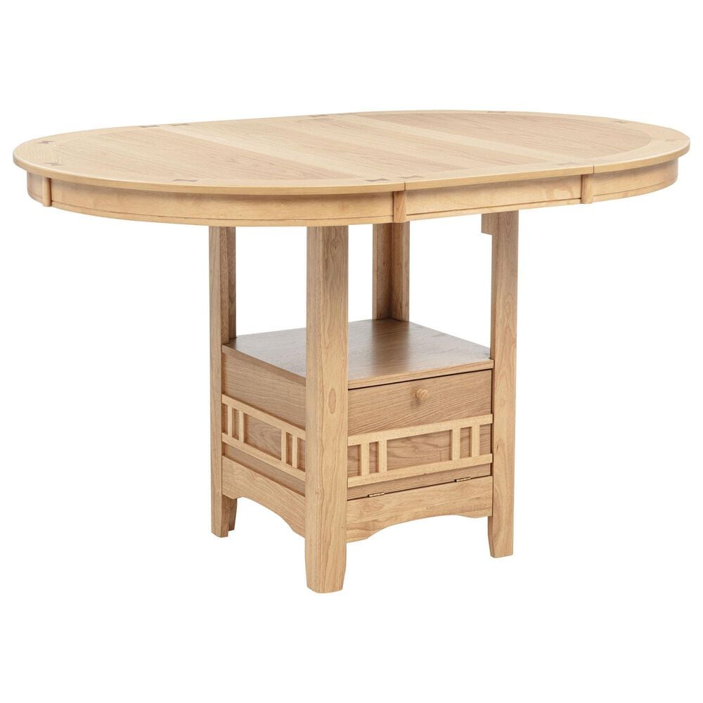 Pacific Landing Lavon 5-Piece Oval Counter Height Dining Set in Light Oak, , large