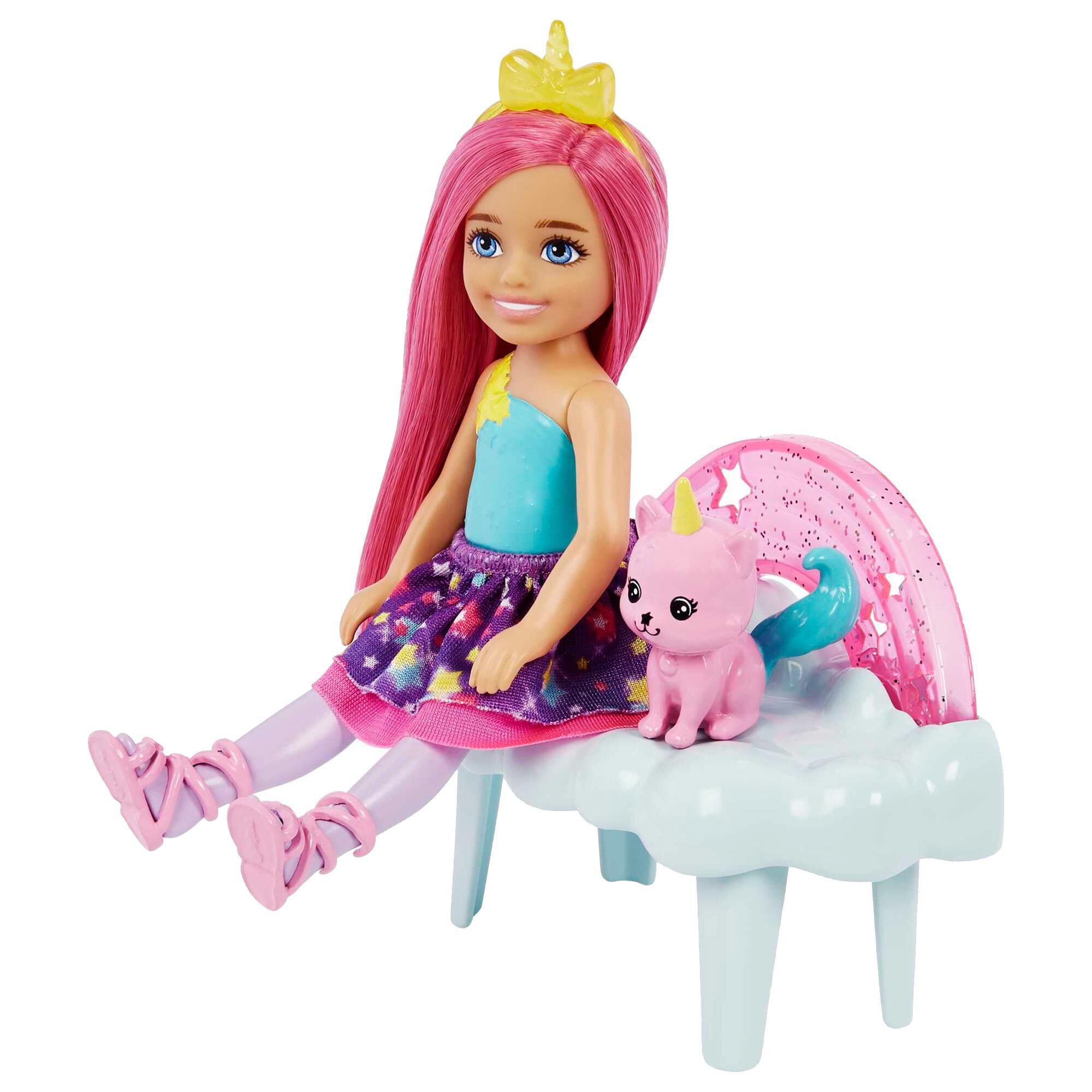 Barbie Chelsea Nurturing Doll Fantasy Playset and Pet Kitten NFM