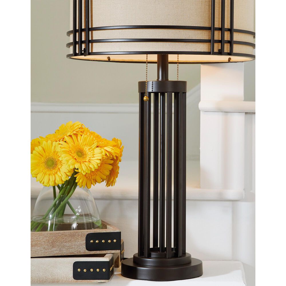Ashley Hanswell Metal Table Lamp in Dark Brown, , large