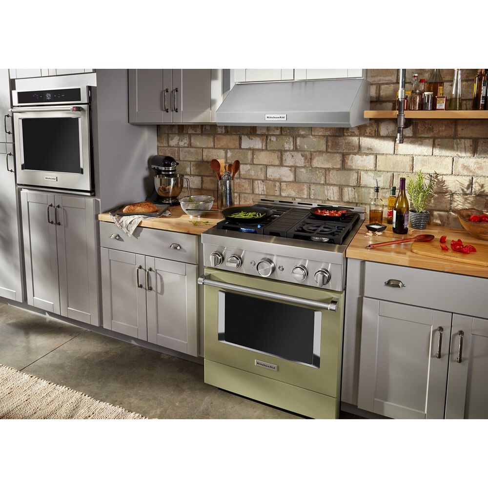KitchenAid 4.1 Cu. Ft. Freestanding Gas Range with True Convection in Avocado Cream, , large