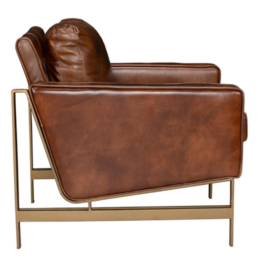 Classic Home Chazzie Leather Club Chair in Dusty Brown Leather NFM