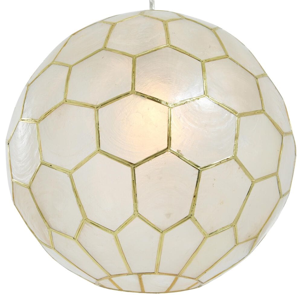Creative Coop Simone 12" Pendant with Pearly White Shade in Antique Gold, , large
