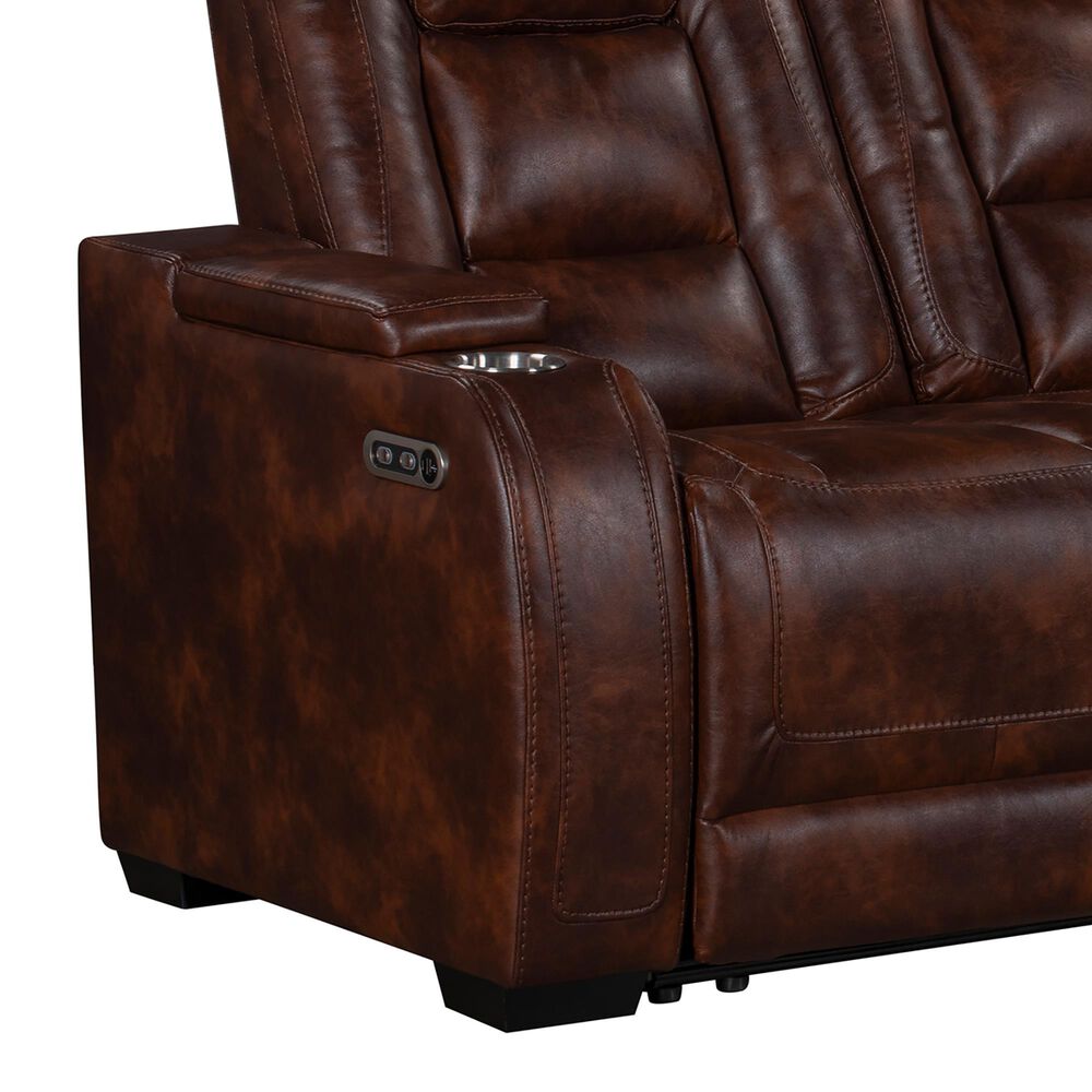 New Heritage Design Chester Power Reclining Sofa in Brown, , large