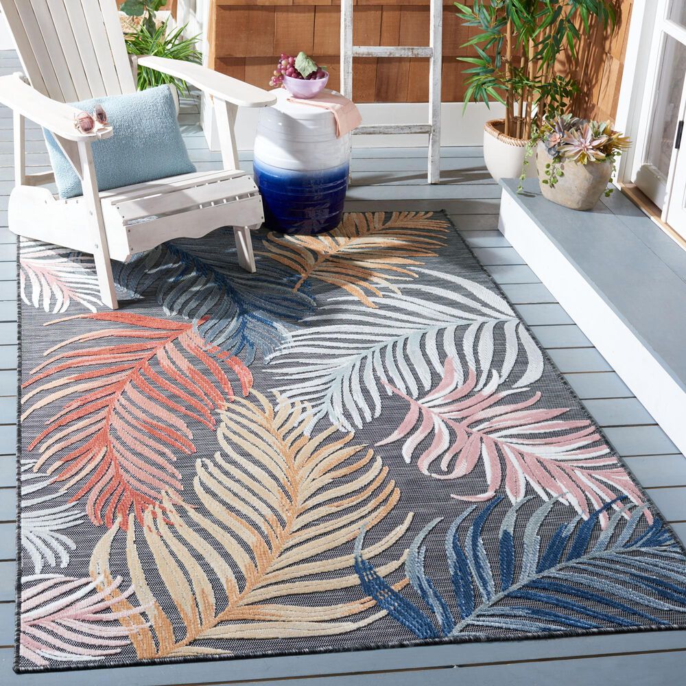 Safavieh Cabana CBN445H 8&#39; x 10&#39; Black and Rust Indoor/Outdoor Area Performance Rug, , large
