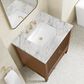 James Martin Myrrin 30" Single Bathroom Vanity in Mid-Century Walnut with 3 cm Carrara Marble Top and Rectangular Sink, , large