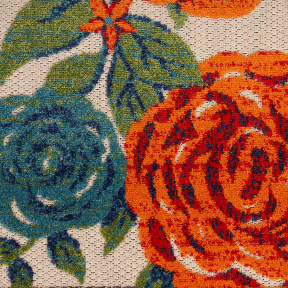 Nourison Aloha ALH32 Ivory and Multicolor 5"3" Round Indoor/Outdoor Area Rug, , large