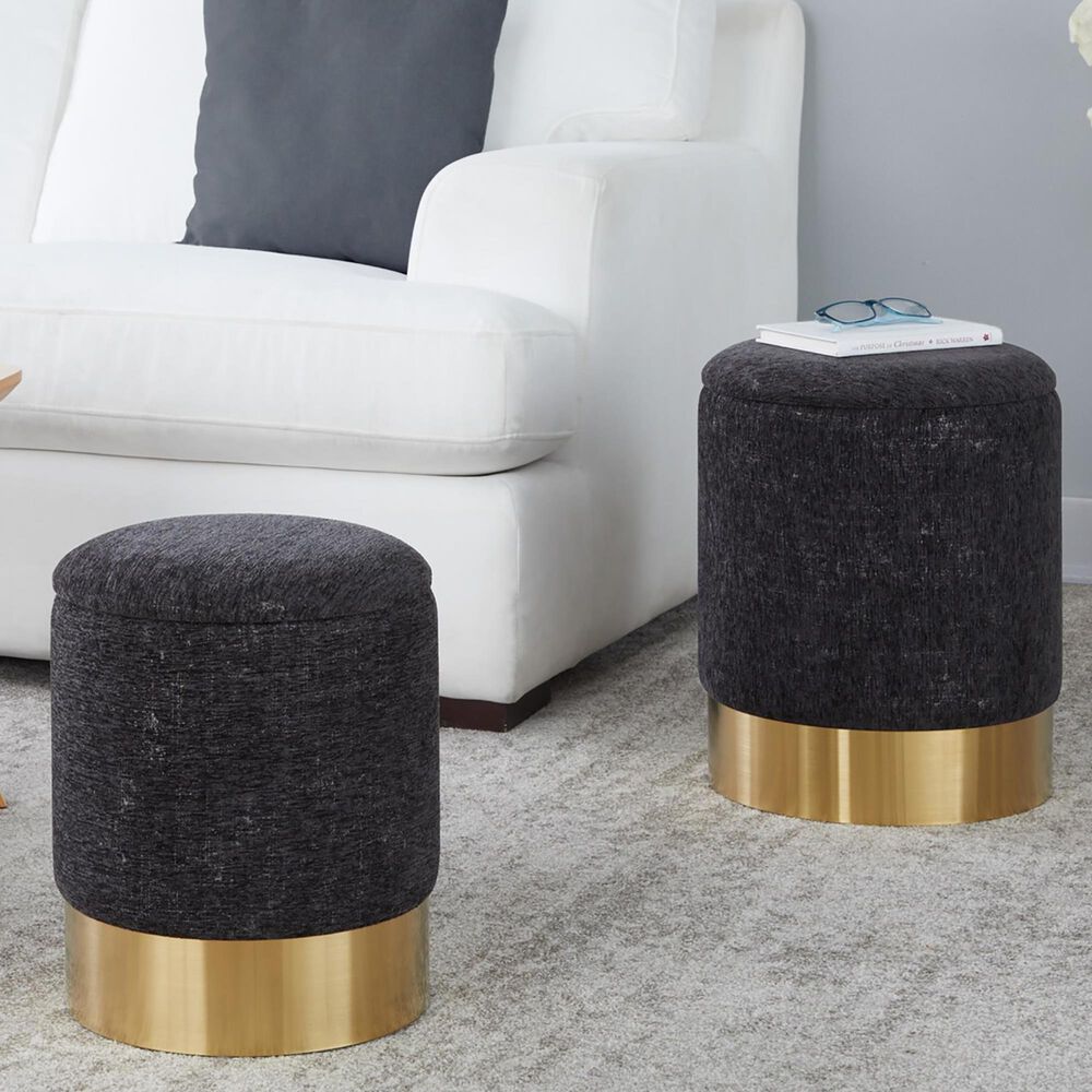 Lumisource Marla 2-Piece Nesting Ottoman Set in Black, , large
