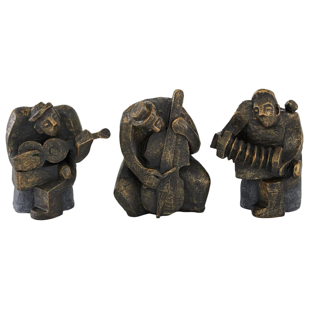 Maple and Jade 7" Musician Sculpture in Black and Gold (Set of 3), , large