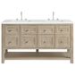 James Martin Vanities Breckenridge 60" Double Bathroom Vanity in Whitewashed Oak with 3 cm White Zeus Quartz Top and Rectangular Sinks, , large