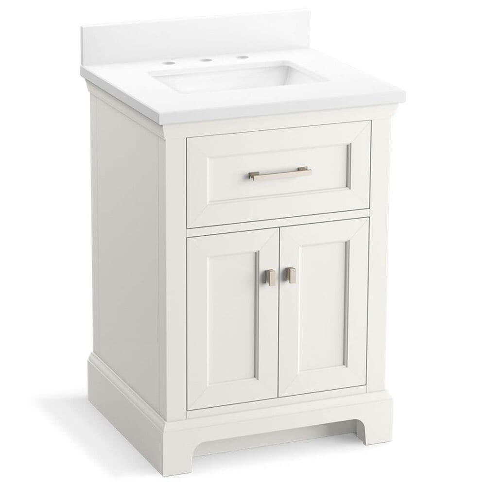 Kohler Charlemont 24" Single Bathroom Vanity in White with 3 cm White Quartz Top and Rectangular Sink, , large
