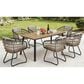 Hearth and Haven 7-Piece Outdoor Rectangular Dining Set with Beige Cushion in Black, , large