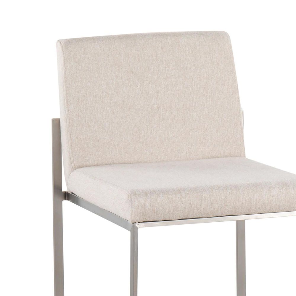 Lumisource Fuji High Back Counter Stool with Beige Fabric Cushion in Stainless Steel &#40;Set of 2&#41;, , large
