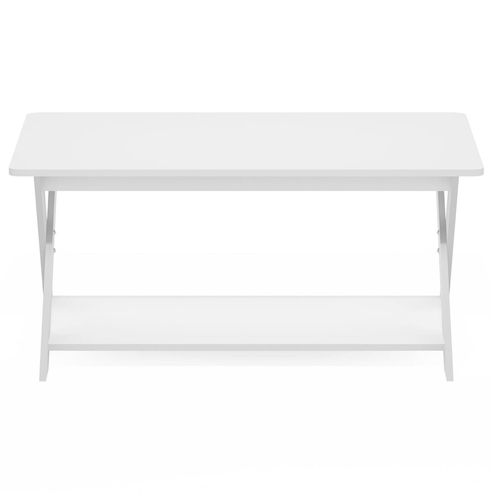 HOMLUX 1-Tier Simplistic Criss-Crossed Coffee Table in White, , large