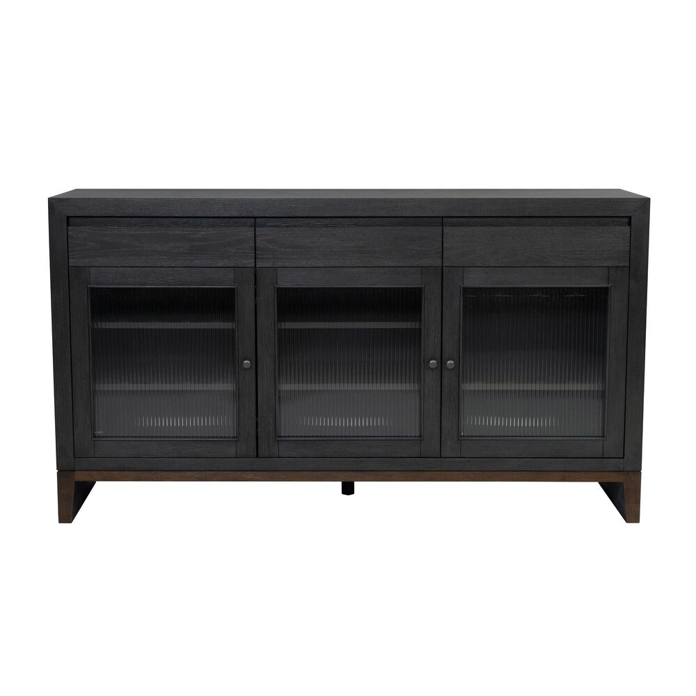 Flexsteel Waterfall 3-Drawer Buffet in Deep Ebony and Dark Brown, , large