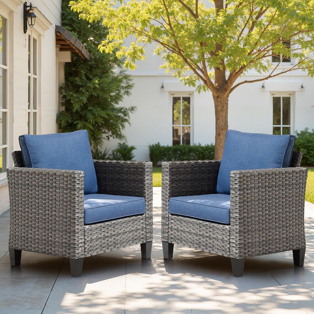 HOMLUX Patio Lounge Chair in Denim Blue (Set of 2), , large