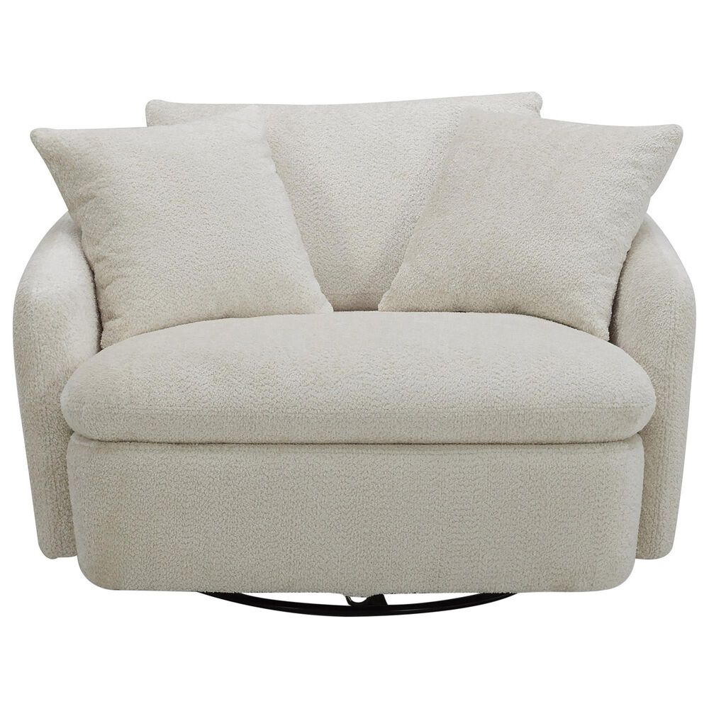 Simeon Collection Boomer Oversized Swivel Accent Chair in Utopia Sand, , large