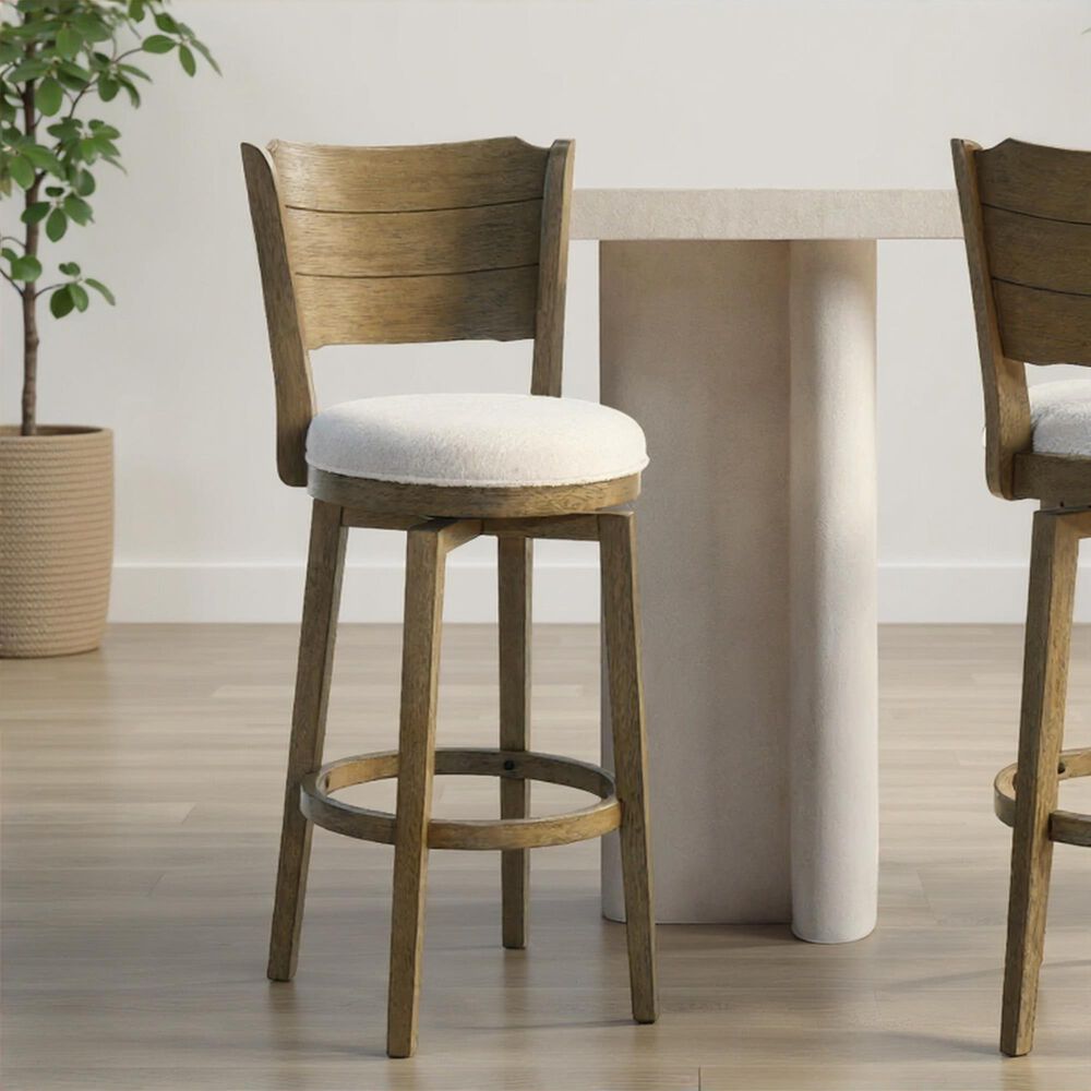 Armen Living Winsley Swivel Bar Height Stool in Putty Brown, , large