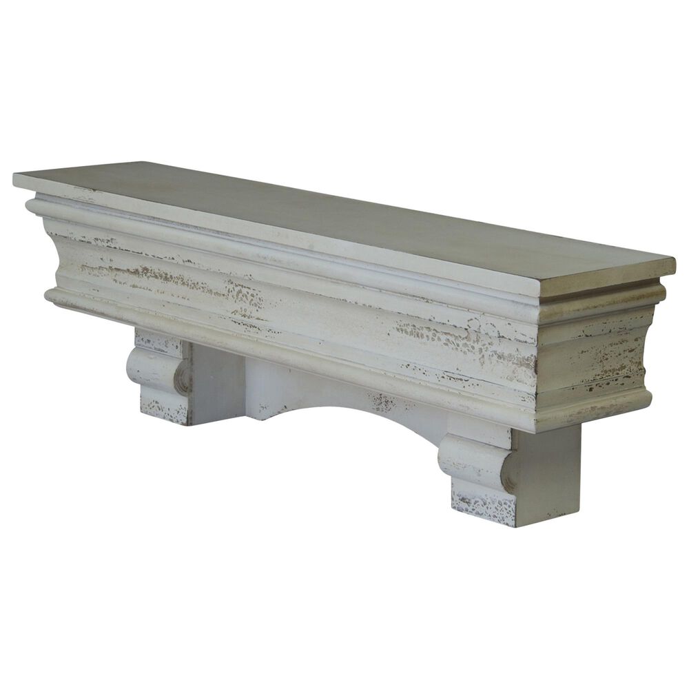 VIP Home and Garden 36" Wood Shelf in Antique White, , large