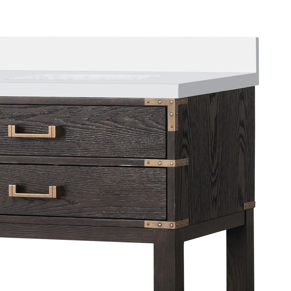 Lexora Home Norwalk 80&quot; Double Bathroom Vanity in Brown Oak with White Cultured Marble Top  and Rectangle Sink, , large