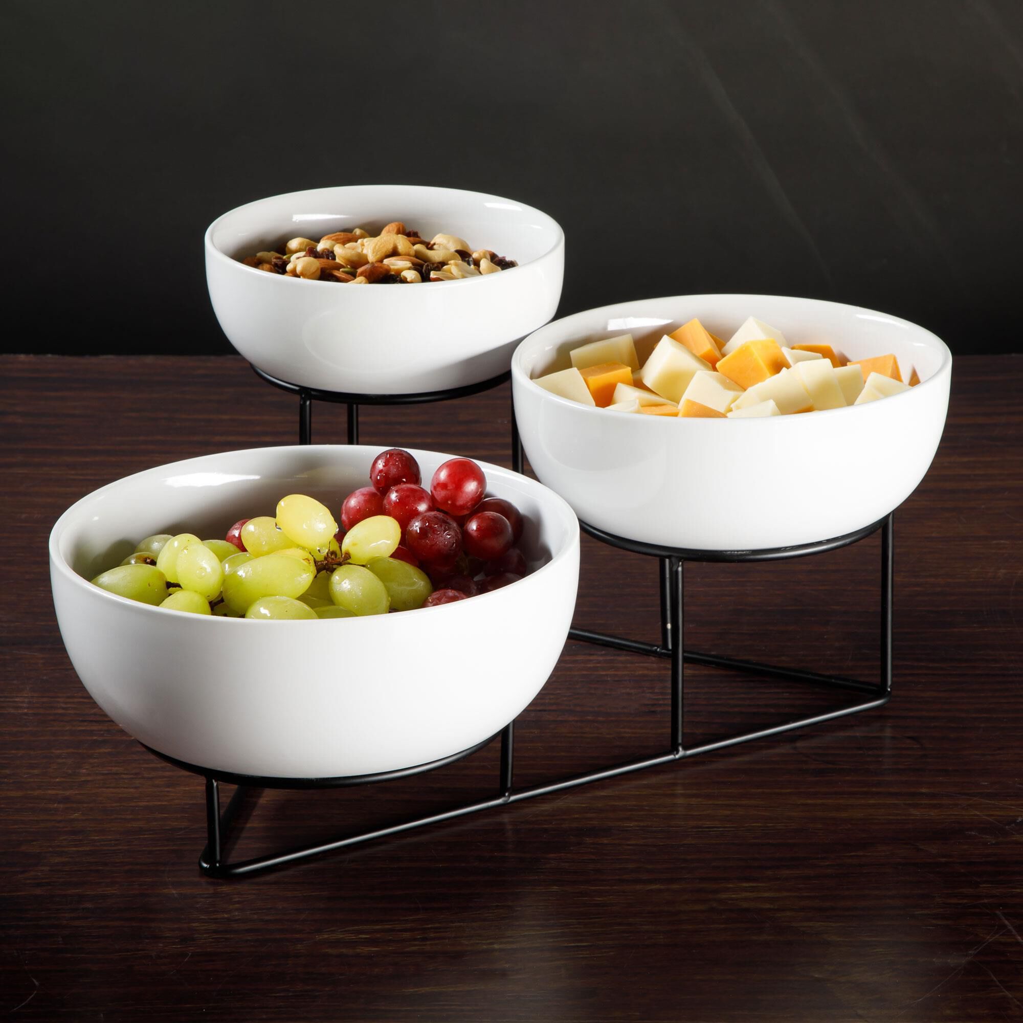 Gibson Home 4 Piece Bowl Set in White and Black NFM
