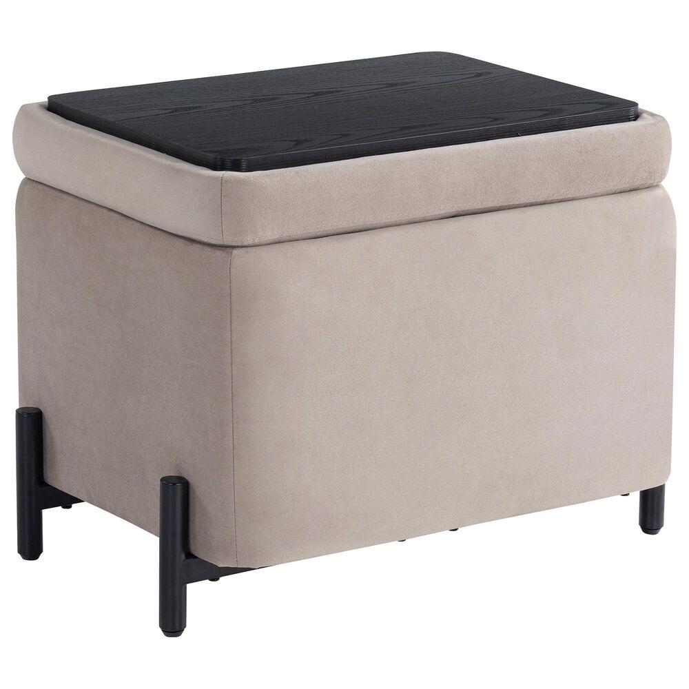 Lifestyle Solutions Kona Small Storage Ottoman in Taupe, , large