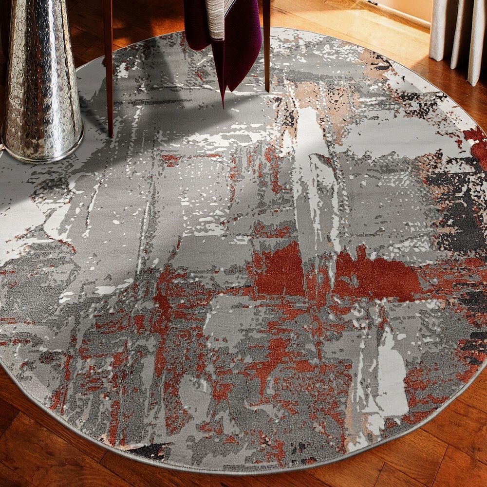 Amer Rugs Alpine 7&#39;10&quot; Round Rust Area Rug, , large