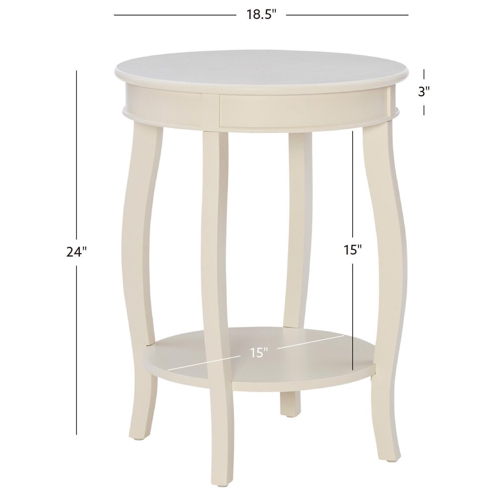 Linon Home Decor Aura Round Side Table in Off White, , large
