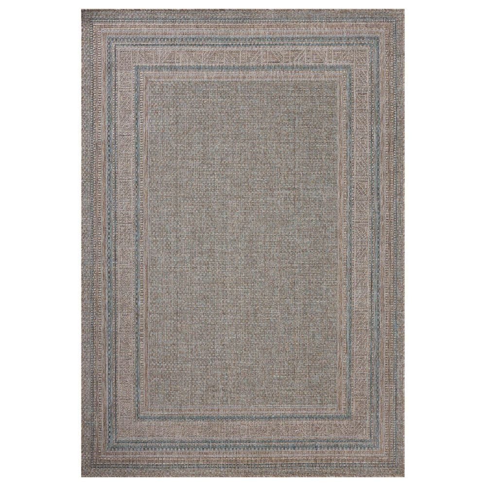 Amber Lewis x Loloi Topanga 3"11" x 5"11" Natural and Teal Indoor/Outdoor Area Rug, , large