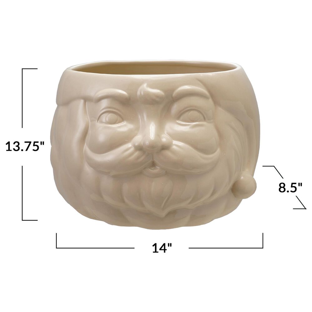 Creative Coop Stoneware Santa Head Bottle Cooler in White, , large
